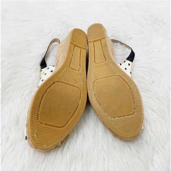 Eric Michael Leather Polka Dot Slingback Wedge Sandals EU 35 US 5 Women Heel - Picture 9 of 11